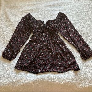 Revamped Black and Red Floral Top